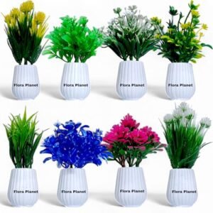 Set Of 8 Mini Plant With Pot MultiColor